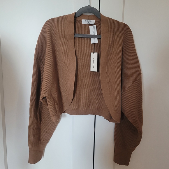 NWT Babaton Brown Women's Decision Shrug Cardigan Sweater Brown Size XS Aritzia - Picture 1 of 7